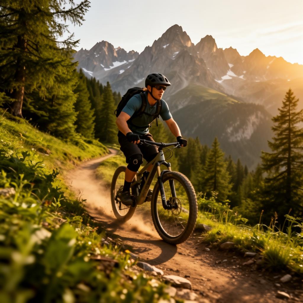 Vététiste MBF en action sur un sentier alpin